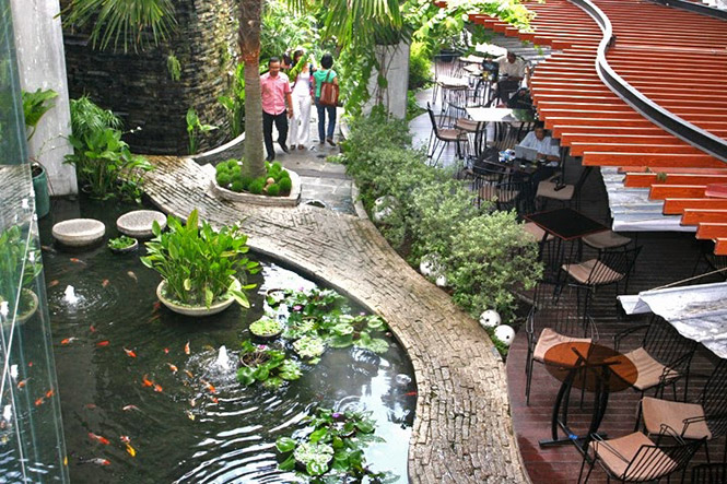 thiết kế quán cafe sân vườn,xay dung noi that cafe