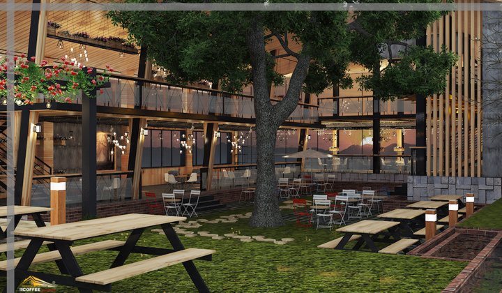 thiết kế ngoại thất cafe