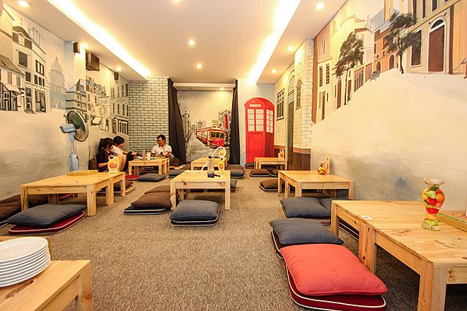 hình ảnh cafe bệt