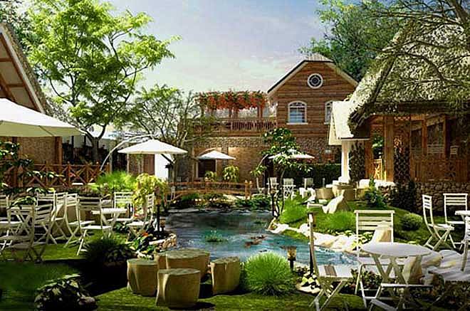 mẫu quán cafe sân vườn đẹp