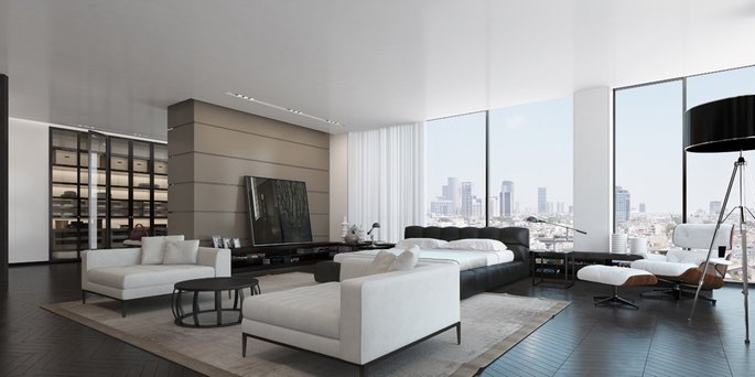 Xây dựng nội thất phòng khách căn hộ Penthouse 1