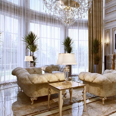 Thiết kế thi công nội thất biệt thự phong cách Pháp Louis