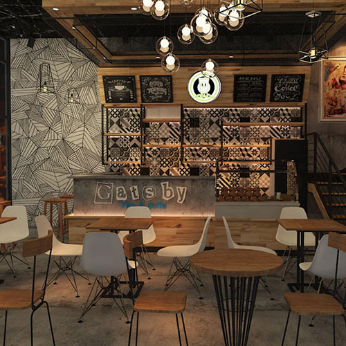Thiết kế thi công nội thất quán cafe đơn giản tinh tế